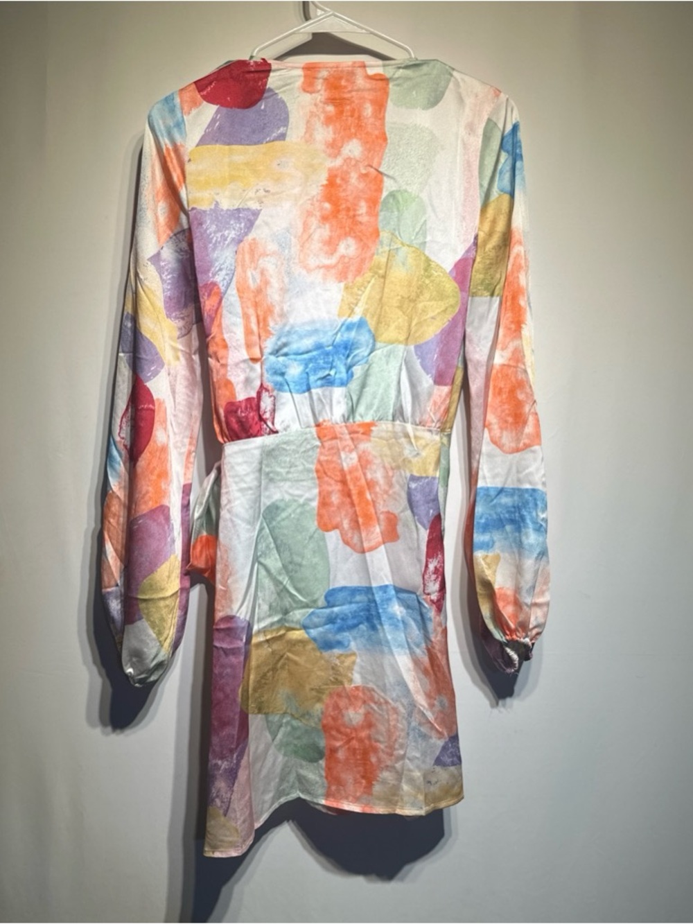 Never Fully Dressed Multi-Color Watercolor Wrap Mini Dress - Picture 5 of 5